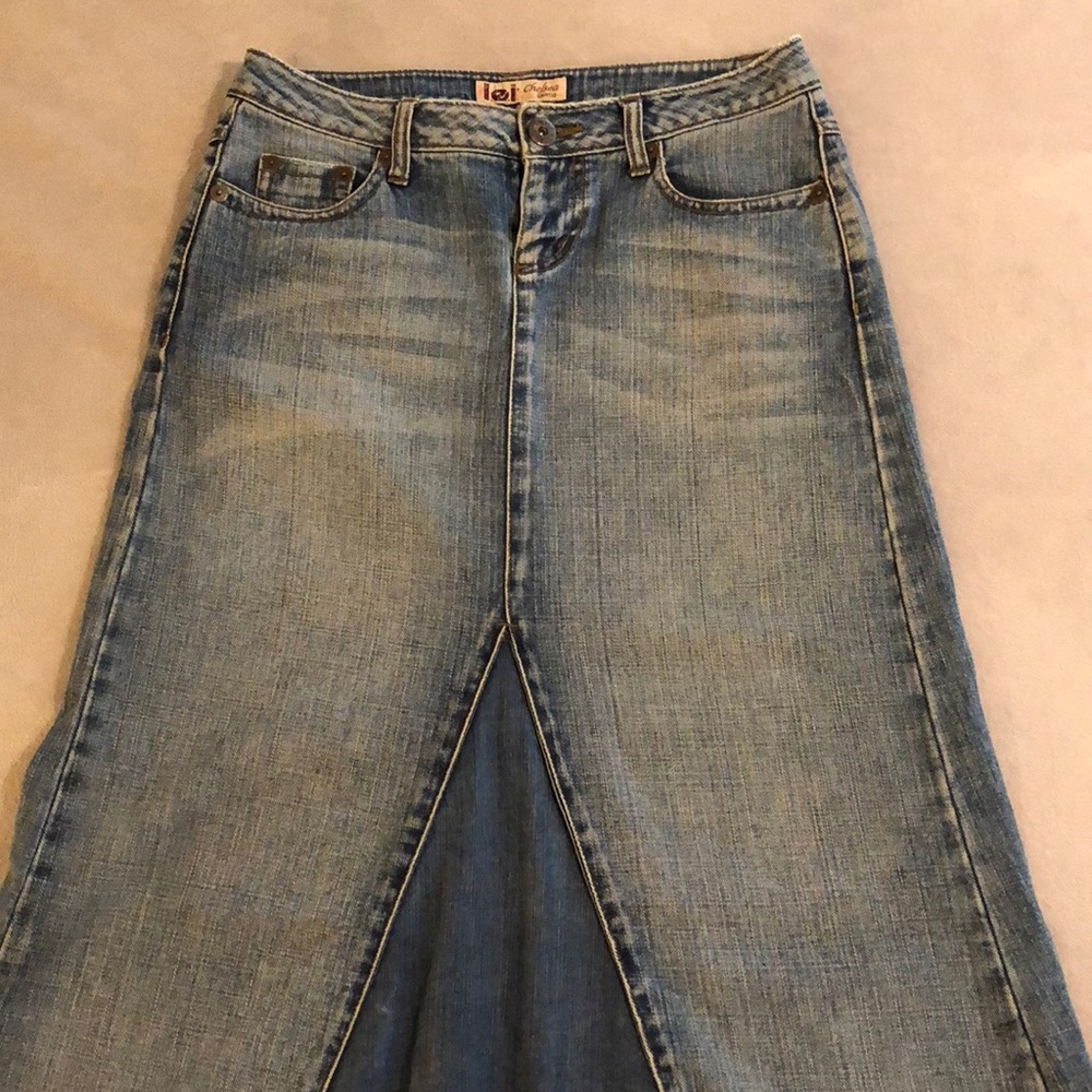 Long denim skirt